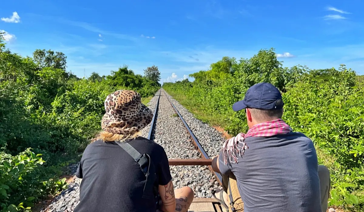 Bamboo train (norry) on the tracks