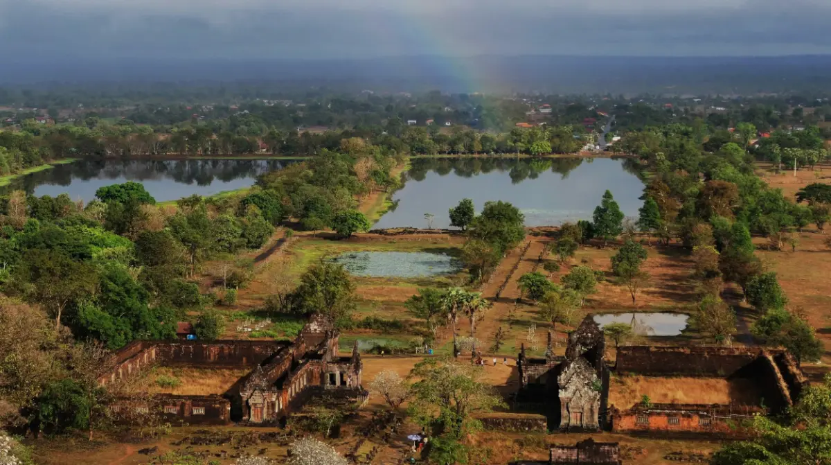 Vat Phou main sanctuary with sacred mountain