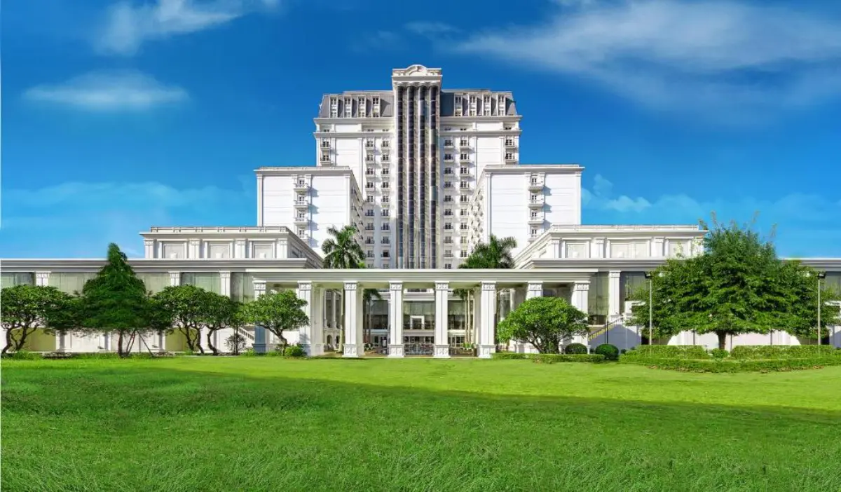 Indochine Palace Hue grand exterior facade with colonial architecture