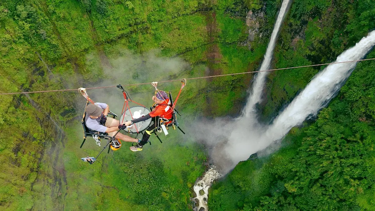 Tad Fane twin waterfalls in Bolaven Plateau