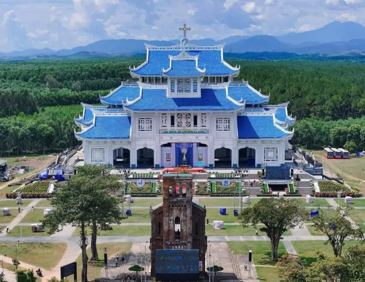 La Vang Shrine Basilica with statue of Our Lady of La Vang
