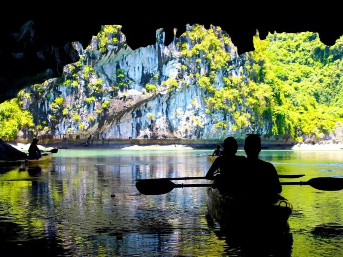 Kayaking inside Luon Cave