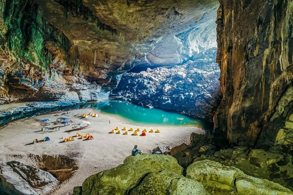 Phong Nha Cave boat tour inside the cave with limestone formations